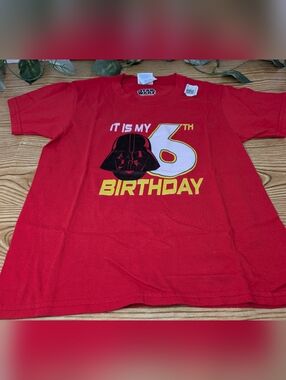 Star Wars Red Kids Short-Sleeve 'It Is My 6th Birthday' Tee